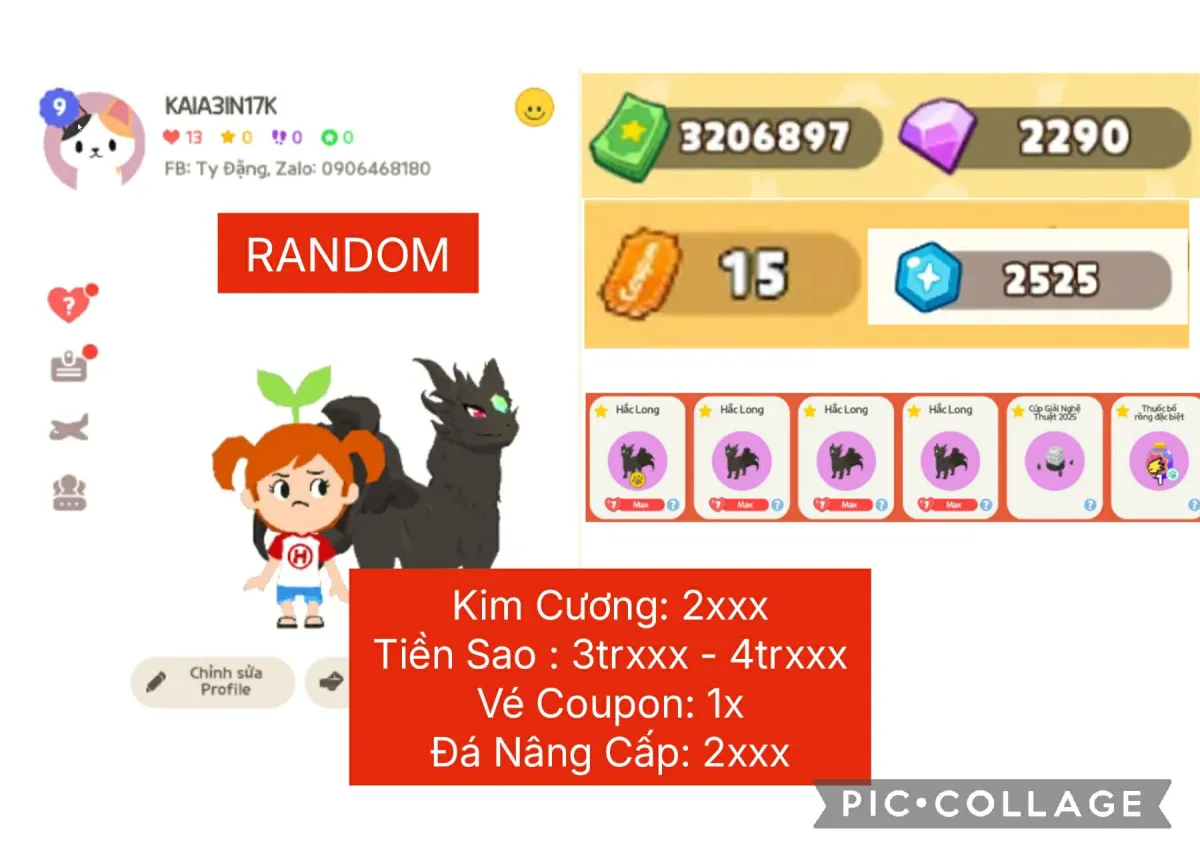 Tài khoản game: ⭐250K⭐ACC RANDOM RỒNG HẮC LONG